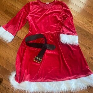 Holiday Time Red and White Santa Dress Costume for Kids